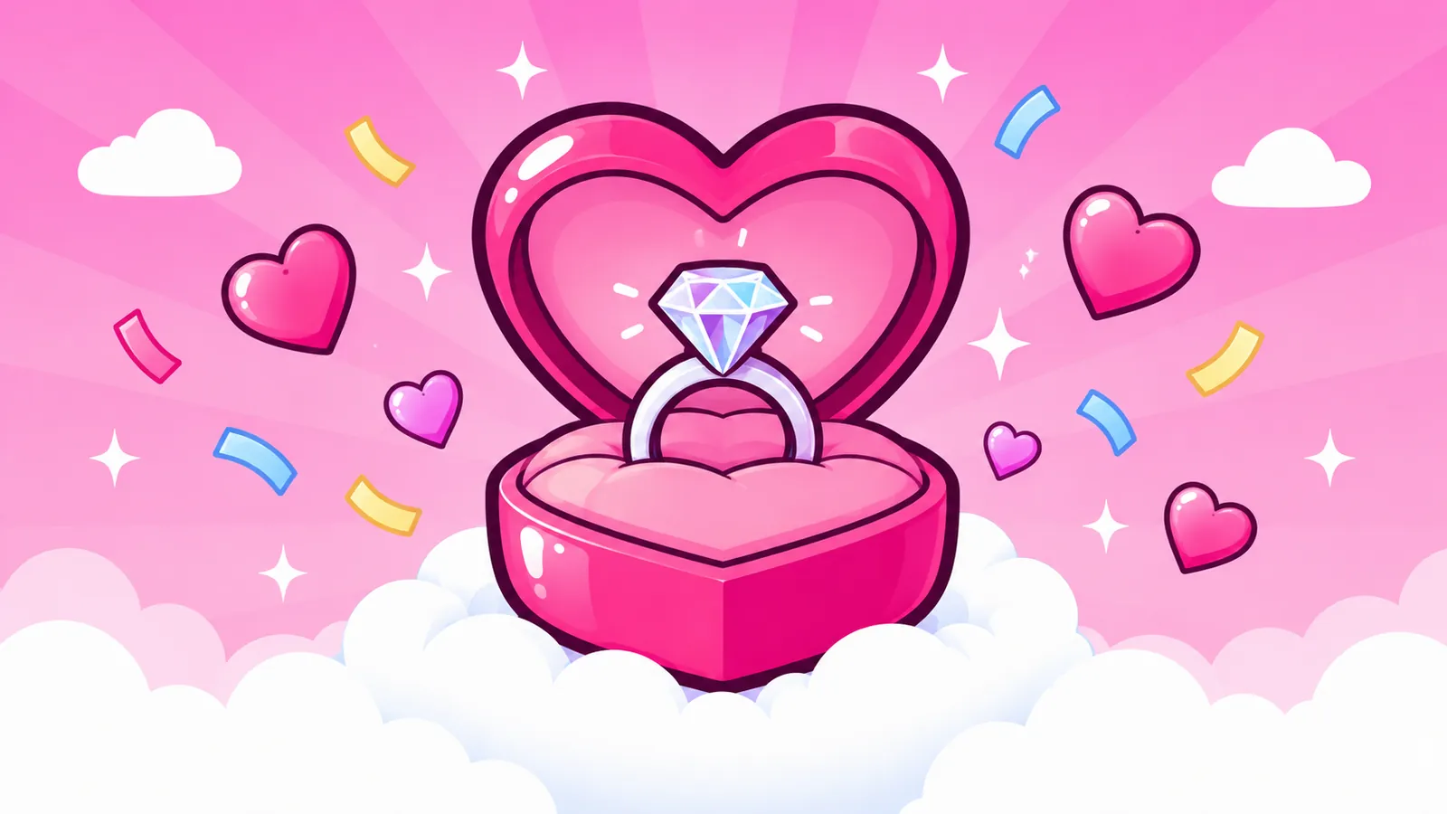 A ring box opening in the clouds